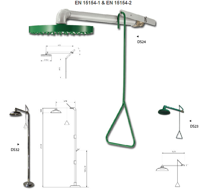 Range DL - Wall Mounted & Pedestal Safety Showers